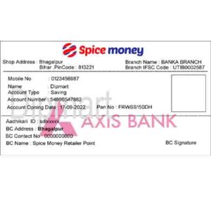 Spice Money Axis Bank Passbook Format