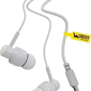 Ubon GP-321 Wired in Ear Earphone with Mic, 3.5mm Audio Jack, Enhanced Ultra Deep Bass Tangle Free & Extra Length Cable (White)