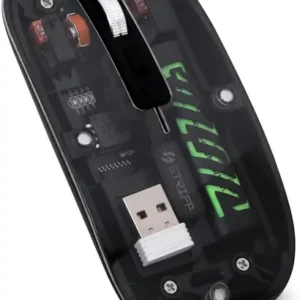 STRIFF NEO-BLA Transparent Wireless and Bluetooth Rechargeable Mouse Wireless Ambidextrous Optical  Gaming Mouse  with Bluetooth (Bluetooth, 2.4GHz Wireless, Black)